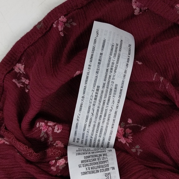 Hollister Loose Flowy Boho Festival Red Pink Floral Shirt Top Blouse Size Large - Picture 7 of 7